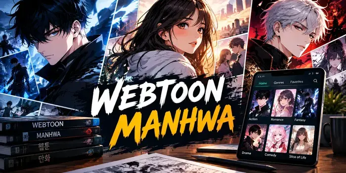 Webtoon Manhwa anime characters and Korean comics illustration