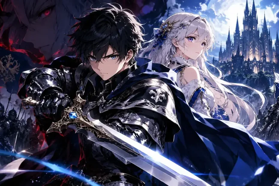 Shinjuu Kishi-sama dark fantasy anime knight with a silver-haired woman and gothic castle